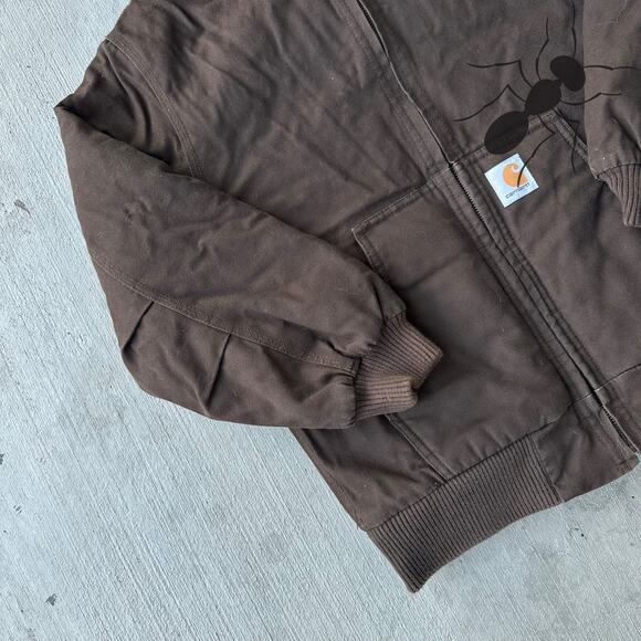 Vintage Y2K Carhartt YOUTH DKB brown hooded work wear jacket - Picture 2 of 9